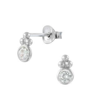 Tiny Sterling Silver 3 Dots Stud Earrings,